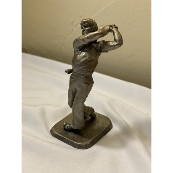 RARE! 1982 Golf Statue Metal Golfing Tee Men's P. Davis Pewter Figurine Miller - Picture 5 of 10